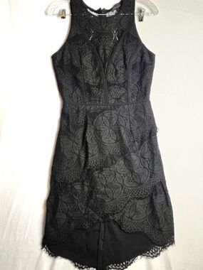 Adelyn Rae Black Sleeveless Lace Midi Dress, Size Small